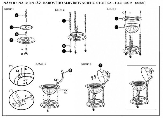 Barový servírovací stolek, třešeň, GLOBUS 2-324