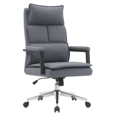 Bürostuhl, graues Ökoleder/Chrom, KAHIL