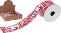 Weihnachtsband 4x270 cm rot/weiß/beige mix
