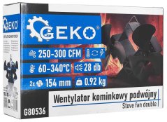 Ventilator șemineu fără magnet, dublu, GEKO