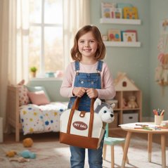 Cățeluș de pluș Husky Toy cu geantă și perie