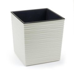 Kvetináč UH 300 mm JUKA DLUTO biely výška 310 mm štvorcový s vložkou KLC (akce)