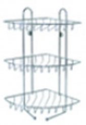Polička koupelnová 3 patrová drát rohová chrom 17x17x43cm