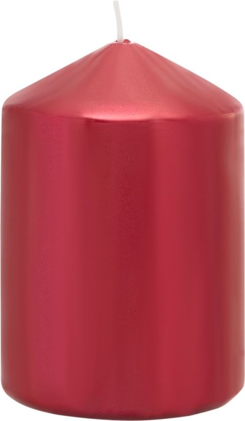 MagicHome Weihnachtskerze, 7x10 cm, zylindrisch, rot, Metallic-Effekt