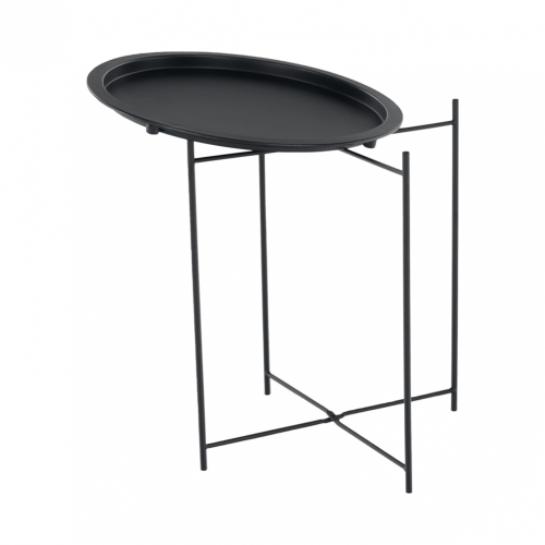 Pomočna mizica s snemljivim pladnjem, črna, RENDER