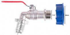 Strend Pro set, ventil 1 1/4&quot; + plastična redukcija 60 mm + izlaz 1&quot;, za IBC spremnik
