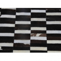 Luxusní kožený koberec, hnědá/černá/bílá, patchwork, 171x240, KŮŽE TYP 6