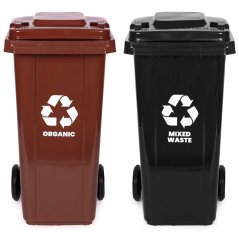 Set de 2 coșuri de gunoi 2x120L negru maro