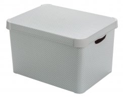 Box Curver® DECO STOCKHOLM L, šedá/tečky, 40x25x30 cm