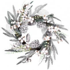 Wianek świąteczny MagicHome ze śnieżnymi gałązkami, 60x60x14 cm