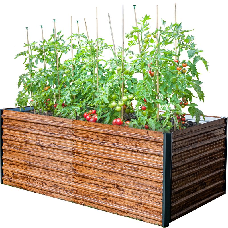Strend Pro Garden Blumenbeet, 200x100x77cm, 3D-Design Holz, Metall, erhöht