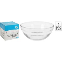 4 darabos tálalóedény-készlet, átmérő 14 cm, üveg