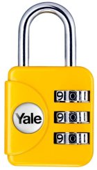 Zámok Yale YP1/28/121/1, visiaci, cestovný, s číselnou kombináciou, žltý