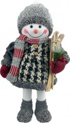 Božični okras MagicHome, Snežak deklica s smučmi, 50 cm
