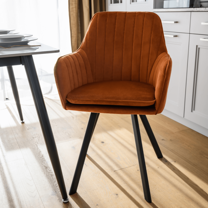 Designer-Sessel, Terrakotta-Samtstoff, AURIL