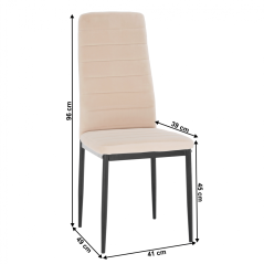 Stol, bež blago Dulux Velvet/črna kovina, COLETA NOVA