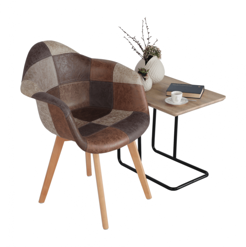 Designer-Sessel, Patchwork/Buche, TRYST