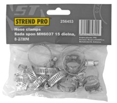 Sada upínacích spon Strend Pro HC515, 15 dielna, na hadicu, 8-27 mm (akce)