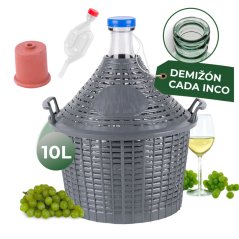 Demižón Strend Pro Cada Inco, 10 lit. kozarec demižon za vino in žganje, plastični pokrov