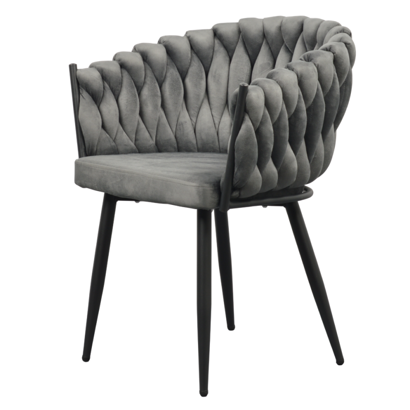 Esszimmerstuhl, dunkelgrauer Samtstoff/schwarz, BLER (akce) (akce)