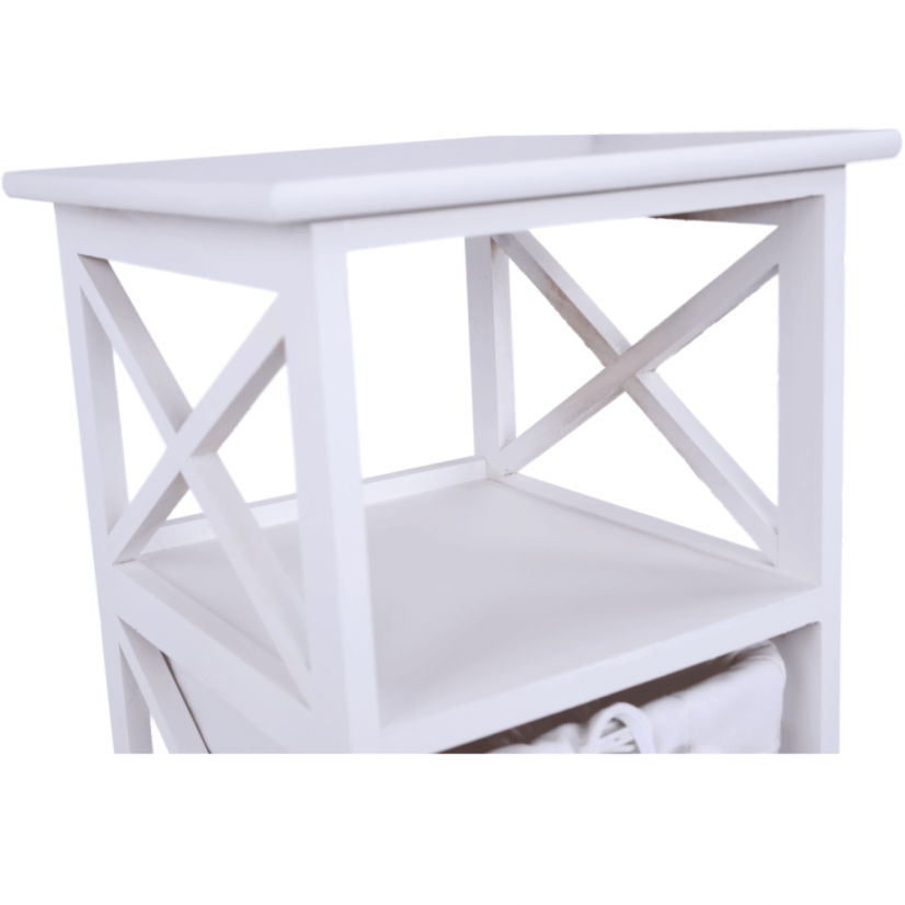 Kommode, Holz/Geflecht/Stoff, weiß, RAFAELLO 3