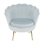 Sessel im Art-Deco-Stil, grau-blauer Samtstoff/Gold-Chrom-Gold, NOBLIN – SALE