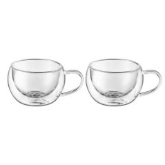 Dvostruka staklena šalica MIA 300ml s ručkom, set od 2