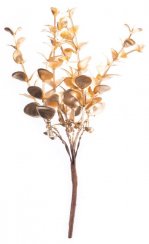Větvička MagicHome Vánoce, eukalypt, zlatá, 15 cm, bal. 6 ks