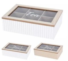 Cutie pentru pliculete de ceai MDF 24x16x7 cm mix
