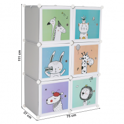 Dětská modulární skříň, šedá/dětský vzor, BIARO