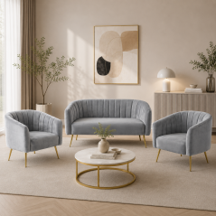 Design fotel, szürke Velvet szövet/gold króm-arany, BAGY