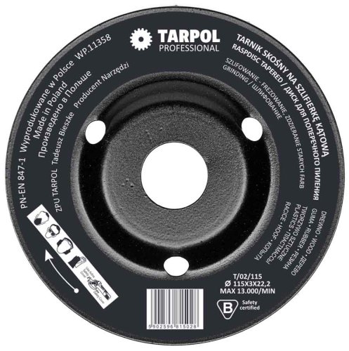 Raspa unghiulara pentru polizor unghiular 115 x 3 x 22,2 mm dinte inaltime, TARPOL, T-02
