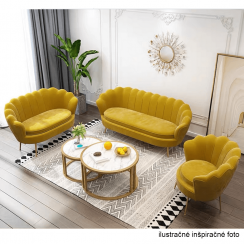 Fotel w stylu Art-deco, musztardowy Tkanina Velvet/złoty chrom-złoty, NOBLIN