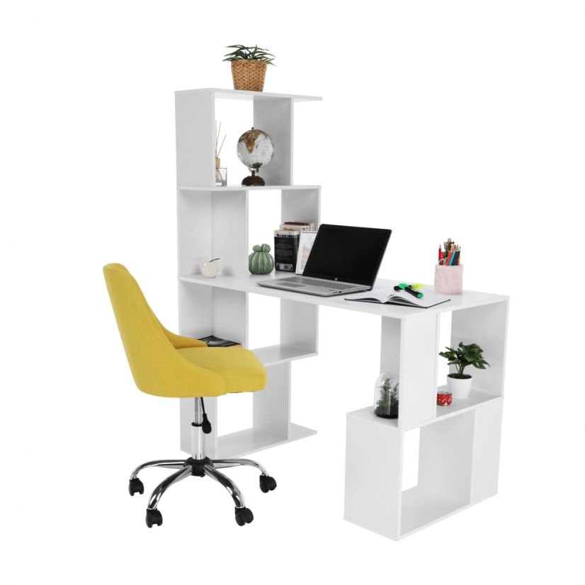 PC-Tisch mit Ablage, weiß, FLOKI NEW