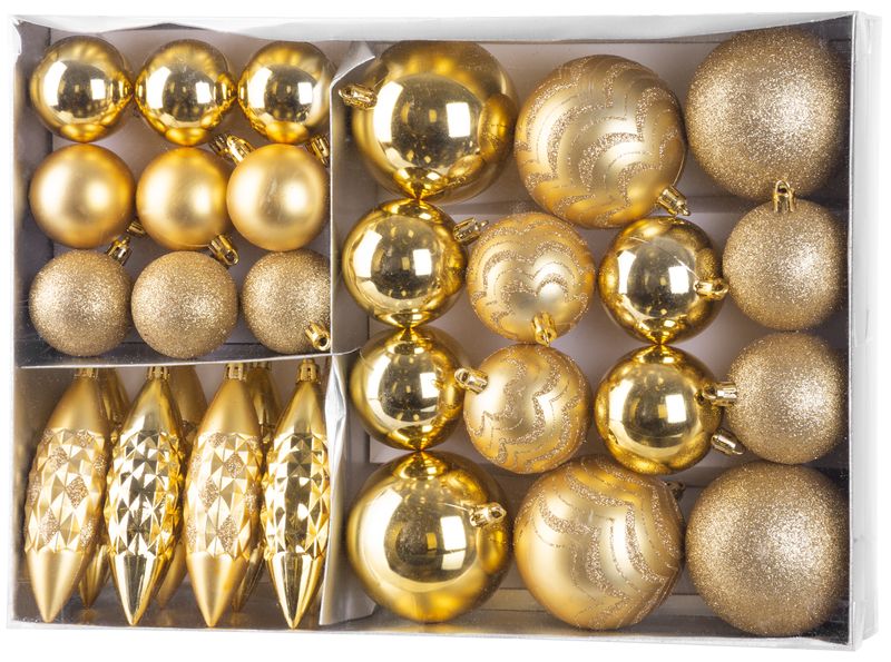 MagicHome Weihnachtskugeln, Set, 31-tlg., Gold, für den Weihnachtsbaum