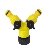 Schlauchgabelgewinde 2x Ventil für 2 Schnellkupplungen 3/4";+1"; GARDENKUS KLC