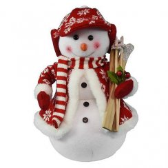 MagicHome Božična dekoracija, Snežak s smučmi, 30 cm