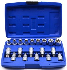 Set 1/2"; TORX glava E10-E24 i 1/2"; glava sa TORX bitovima T20-T70, 19-dijelni, GEKO (akce)