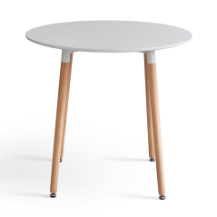 Étkezőasztal, fehér/bükk, átmérő 80 cm, ELCAN NEW TYPE 2 (akciós)