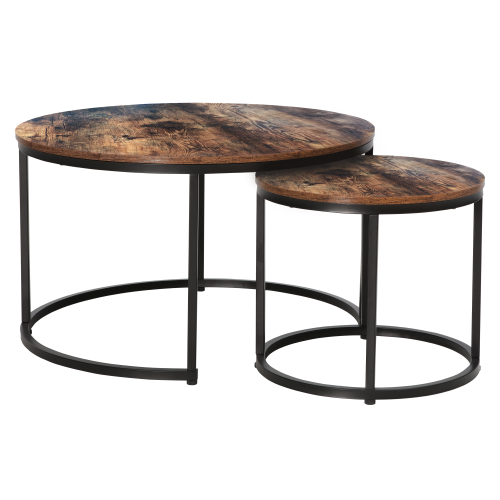 Măsuţe de cafea, set de 2, nuc/negru, CIRKO