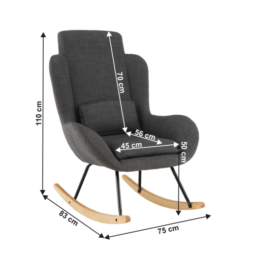 Stolica za ljuljanje, siva tkanina/drvo, HARPER