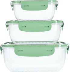 Set de 3 recipiente pentru alimente, verde deschis