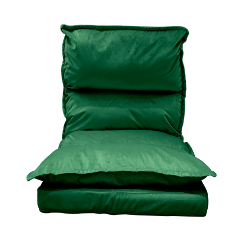 Klappbare Chaiselongue für den Boden, Samtstoff grün, ULIMA