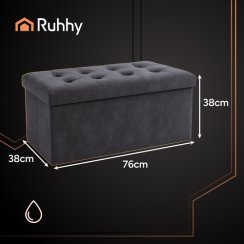 Šedý velúrový puf 76x38x38cm Ruhhy 26130