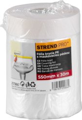 Fólia krycia Strend Pro, 550 mm, L-30 m, PE, maliarska, s maskovacou lepiacou páskou, zakrývacia na podlahu