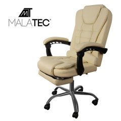 Fotel biurowy z podnóżkiem - beżowy Malatec 23287 (akce)