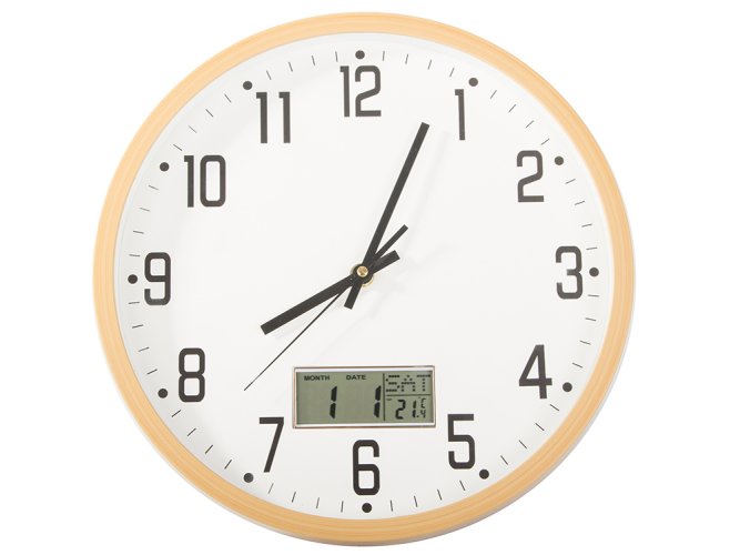 Nástenné hodiny veľké tiché 30 cm okrúhly ukazovateľ dátum teplota sekundy