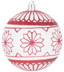 MagicHome Weihnachtskugeln, 6 Stück, 8 cm, rot - weiß, für den Weihnachtsbaum