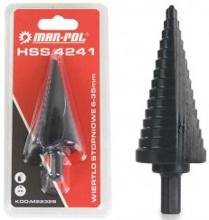 Stopenjski sveder 6-35 mm za pločevino, HSS4241 korak 2 mm, ravna utora, MAR-POL