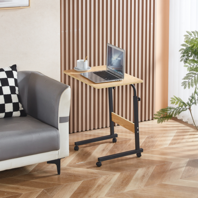 Verstellbarer PC-Tisch mit Rollen, Eiche/Schwarz, JUSTUS